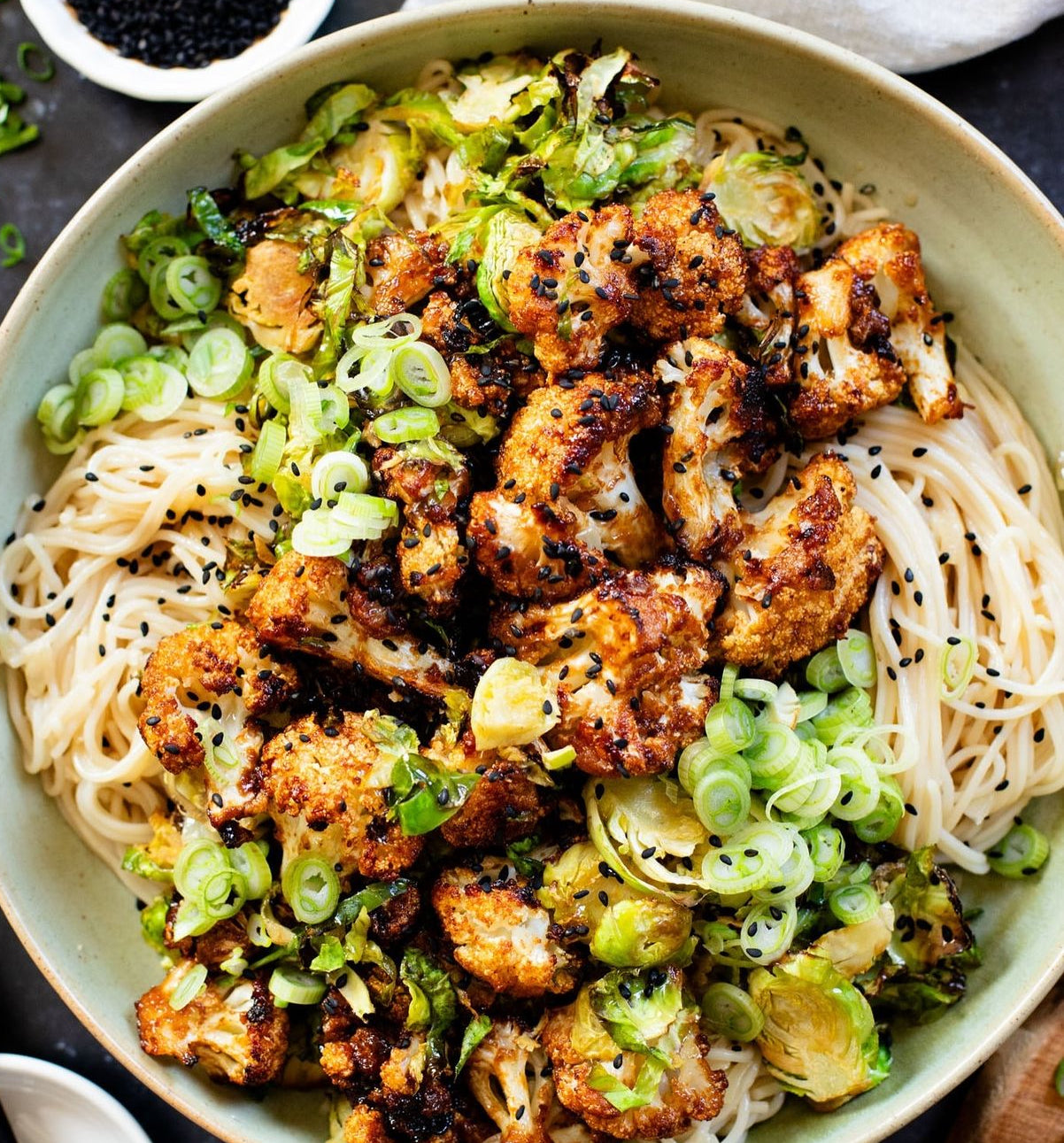 Beijing Sesame Noodles with Teriyaki Roasted Cauliflower Bites (Contains Gluten)