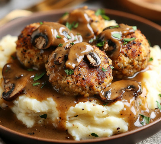 Vegan Meatball French Onion Stroganoff over Creamy Mash   (Gluten Free)